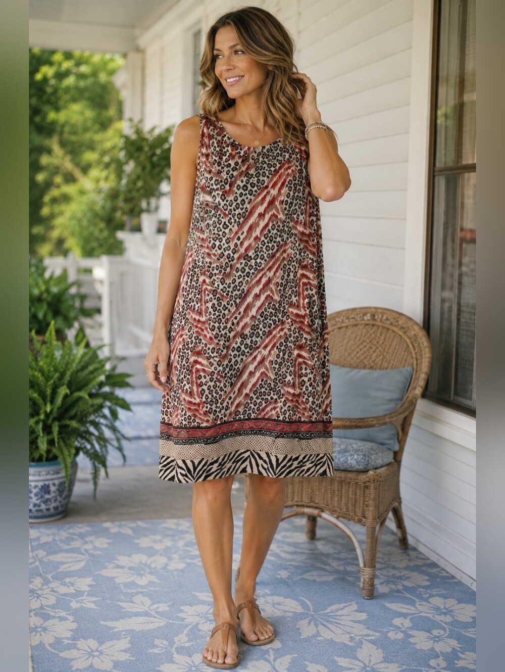 Vintage Kathie Lee Collection Animal Print Shift Dress | Retro 90s Dress
